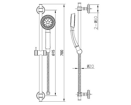 Душевой гарнитур Caprigo Parts 99-569-crm Хром