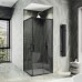Душевой уголок Maybah Glass 900x900x1950 раздвижной профиль Черный стекло графитовое