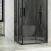 Душевой уголок Maybah Glass 900x900x1950 раздвижной профиль Черный стекло графитовое