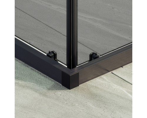 Душевой уголок Maybah Glass 1000x1000x1950 раздвижной профиль Черный стекло графитовое