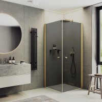 Душевой уголок Maybah Glass 800x800x1980 на монопетлях Золото стекло графитовое
