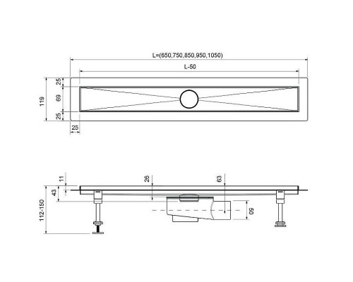 Душевой лоток Timo Drain System 80 с решеткой Золото матовое
