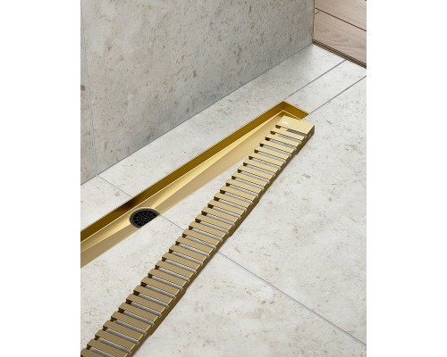 Душевой лоток Timo Drain System 90 с решеткой Золото матовое