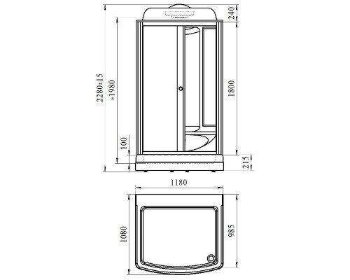 Душевая кабина Radomir Диана 1 118x108 1-05-6-0-0-0640 с баней с гидромассажем