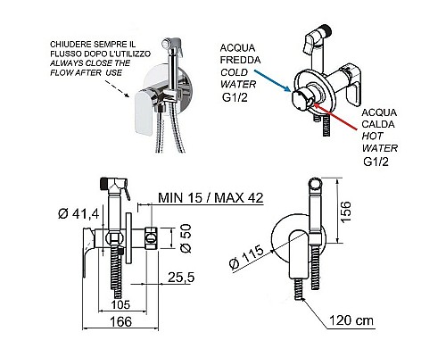 Гигиенический душ со смесителем Remer Infinity I65 Хром