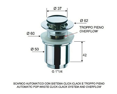 Донный клапан Remer 906CC2114 click-clack Хром