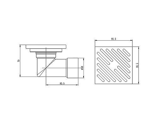 Душевой трап Raglo 100x100 R606.10.09 с решеткой Графит матовый