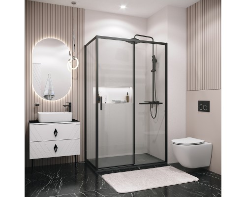 Душевой уголок Grossman Style 120х70 профиль Черный матовый стекло прозрачное