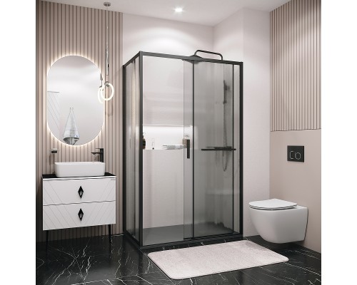 Душевой уголок Grossman Style 110х90 120.K33.05.1190.21.02 профиль Черный матовый стекло шиншилла