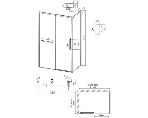 Душевой уголок Grossman Style 110х90 120.K33.05.1190.21.02 профиль Черный матовый стекло шиншилла