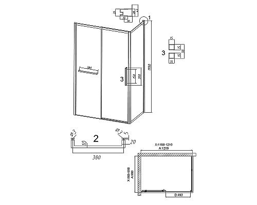 Душевой уголок Grossman Style 120х90 120.K33.05.1290.21.02 профиль Черный матовый стекло шиншилла