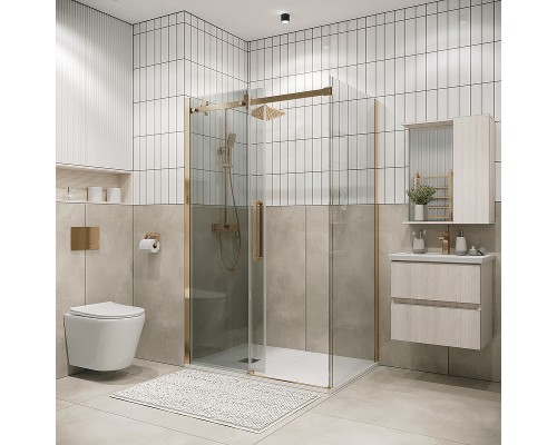 Душевой уголок Grossman Classic 120х80 120.K33.04.1280.32.00 профиль Золото сатин стекло прозрачное