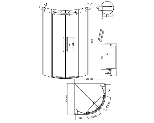 Душевой уголок Grossman Classic 90х90 301.K33.04.9090.10.00 профиль Хром стекло прозрачное