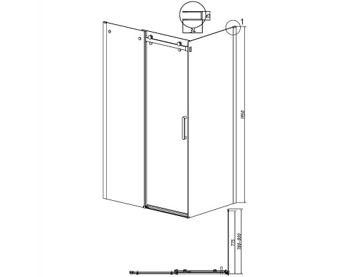 Душевая стенка Grossman Classic 80 200.K33.04.80.21.00 профиль Черный матовый стекло прозрачное