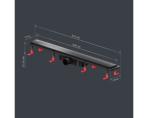 Душевой лоток AM.PM PrimeFlow 80 W02SC-P11-080-01BM с Черной матовой решеткой Cut Gradient