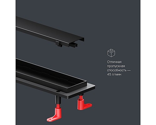 Душевой лоток AM.PM PrimeFlow 90 W02SC-U11-090-04BM с Черной матовой решеткой / под плитку Tile