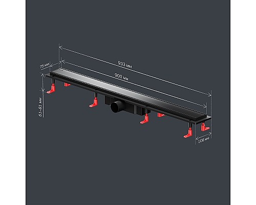 Душевой лоток AM.PM PrimeFlow 90 W02SC-U11-090-04BM с Черной матовой решеткой / под плитку Tile