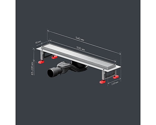 Душевой лоток AM.PM MasterFlow 50 W01SC-U11-050-04SB с решеткой Хром матовый / под плитку Tile