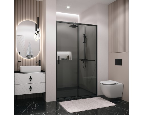 Душевая дверь Grossman Style 110 профиль Черный матовый стекло тонированное