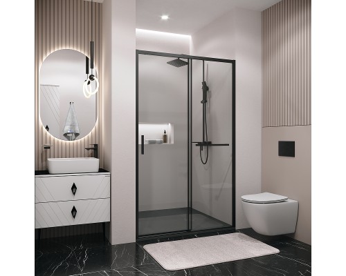 Душевая дверь Grossman Style 120 профиль Черный матовый стекло прозрачное