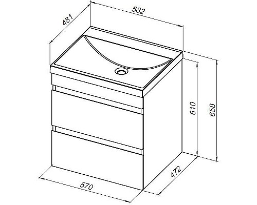 Тумба под раковину Aquanet Нота New 58 335417 подвесная Белый глянец