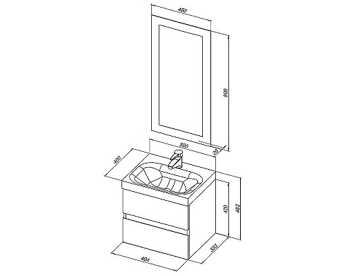 Комплект мебели для ванной Aquanet Беркли 50 306356 подвесной Белый глянец