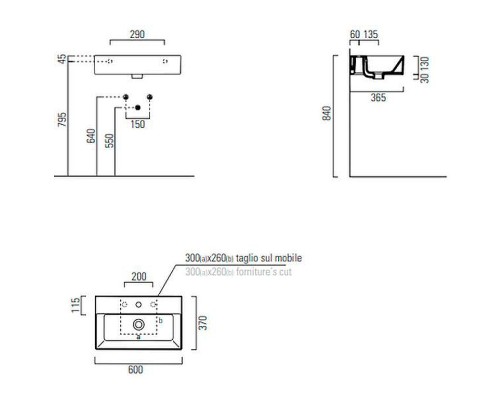 Раковина GSI Kube X 60 9454011 Белая