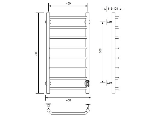 Электрический полотенцесушитель Comfysan Scola EC-8 80x40 Черный матовый