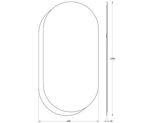 Зеркало Evoform Double 124x65 на стеклянном основании - цвет Графит