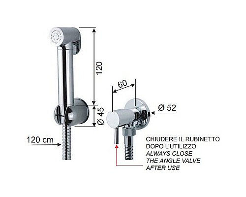 Гигиенический душ с запорным вентилем Remer 332REW Хром