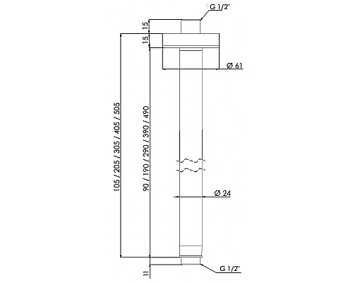 Кронштейн для верхнего душа Remer 347N30CFP Черный брашированный хром