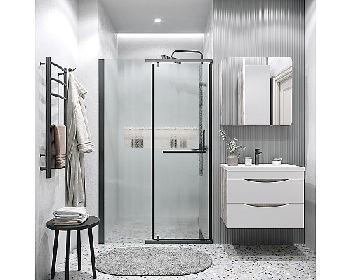 Душевая дверь Grossman Pragma 100 100.K33.03.100.21.02 профиль Черный матовый стекло шиншилла