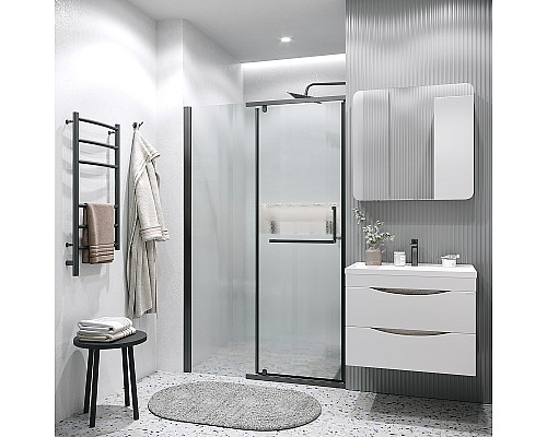 Душевая дверь Grossman Pragma 100 100.K33.03.100.21.02 профиль Черный матовый стекло шиншилла