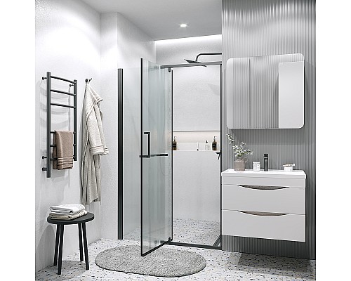 Душевая дверь Grossman Pragma 100 100.K33.03.100.21.02 профиль Черный матовый стекло шиншилла