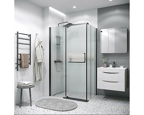 Душевая стенка Grossman Pragma 90 200.K33.03.90.21.02 профиль Черный матовый стекло шиншилла