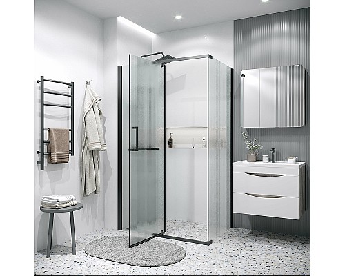 Душевая стенка Grossman Pragma 90 200.K33.03.90.21.02 профиль Черный матовый стекло шиншилла