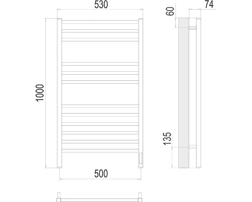Электрический полотенцесушитель Terminus Ватикан П12 500x1000 4670078526205 Хром