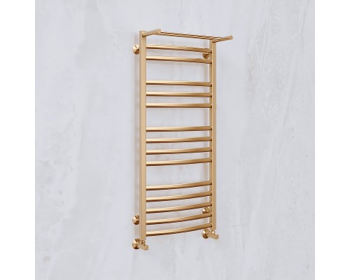 Водяной полотенцесушитель Terminus Енисей П13 500х1000 4670078529572 с полкой Хром, нижнее подключение, G 1/2" ВР, с угловым соединением