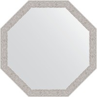 Зеркало Evoform Octagon 58х58 в багетной раме - Волна алюминий 46 мм