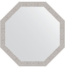 Зеркало Evoform Octagon 58х58 в багетной раме - Волна алюминий 46 мм