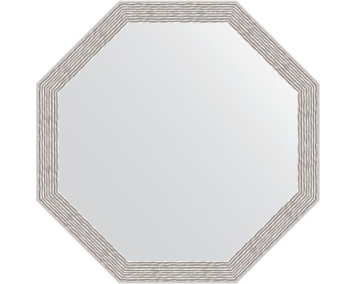 Зеркало Evoform Octagon 58х58 в багетной раме - Волна алюминий 46 мм