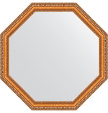 Зеркало Evoform Octagon 72х72 в багетной раме - Золотые бусы на бронзе 60 мм