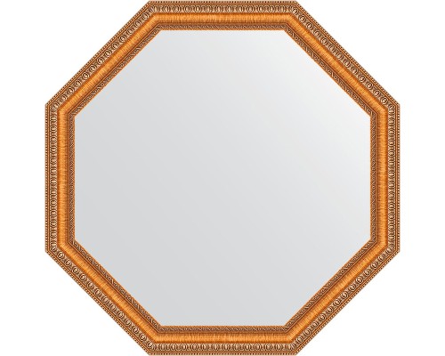 Зеркало Evoform Octagon 72х72 в багетной раме - Золотые бусы на бронзе 60 мм