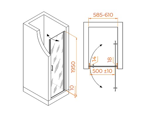 Душевая дверь RGW Leipzig LE-003-Gg 60 351200306-110 профиль Серый стекло прозрачное