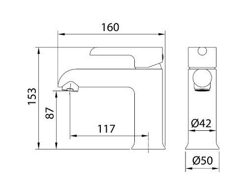 Смеситель для раковины Grossman Alba 510.K35.06.100/210 Черный Хром