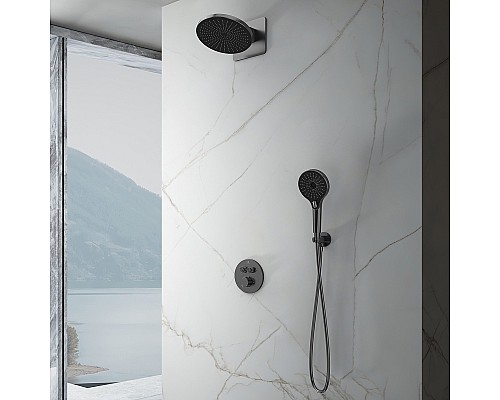 Душевая система Vincea Inspire VSFW-3I22MT5GM с термостатом Вороненая сталь
