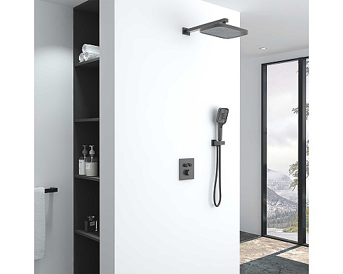 Душевая система Vincea Inspire VSFW-321MT1GM с термостатом Вороненая сталь