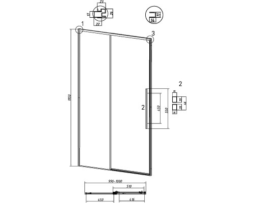 Душевая дверь Grossman Galaxy 100 100.K33.01.100.42.10 профиль Графит сатин стекло тонированное