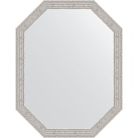 Зеркало Evoform Octagon 53x68 BY 7010 в багетной раме - Волна алюминий 46 мм
