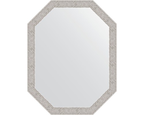 Зеркало Evoform Octagon 53x68 BY 7010 в багетной раме - Волна алюминий 46 мм